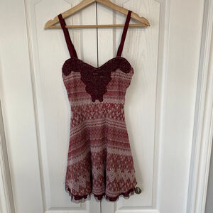 Free People Mini Dress S Boho Revival Festival Girlie Fairycore Tulle Geometric